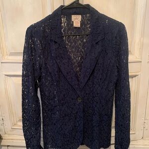 eyelash couture Navy Lace Blazer